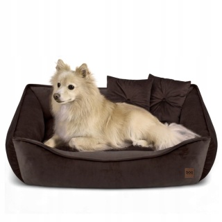 Sofa Kanapa Dla Psa i Kota 70x50 cm L VELVET - Brązowa + Poduszki