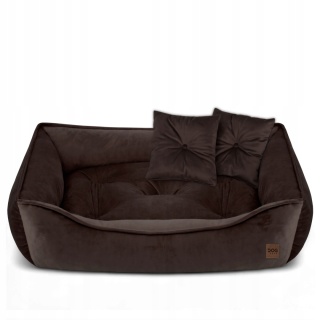 Sofa Kanapa Dla Psa i Kota 70x50 cm L VELVET - Brązowa + Poduszki