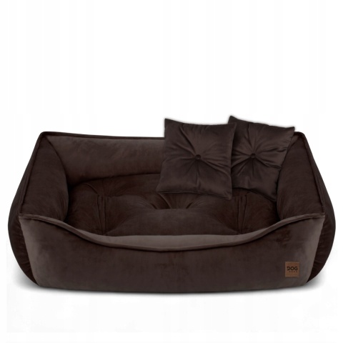Sofa Kanapa Dla Psa i Kota 70x50 cm L VELVET - Brązowa + Poduszki