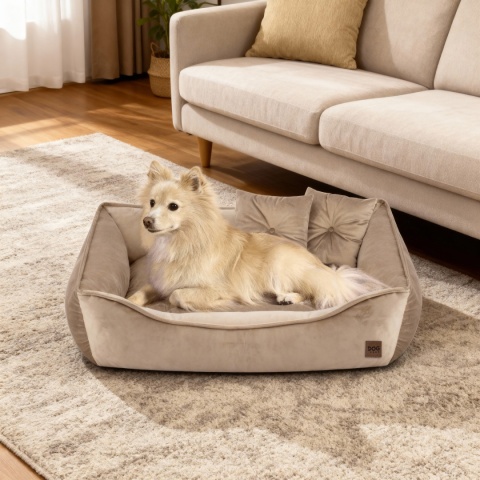 Sofa VELVELOVE Kanapa Dla Psa i Kota 70x50 cm L VELVET - Beż