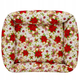 Świąteczne Legowisko Dla Psa Kota 70x60 cm Kokardki Bombki