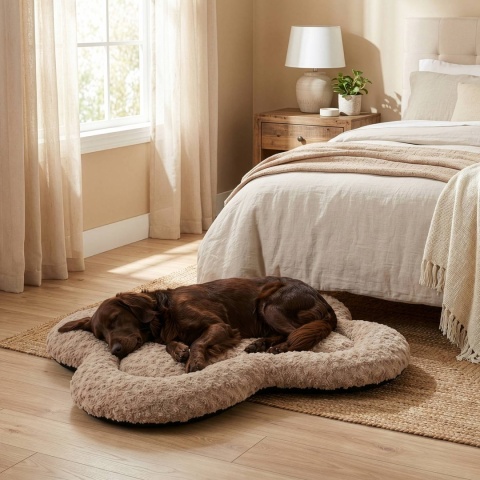 Legowisko Dla Psa 100x70 cm PLUSHY BED Beżowe