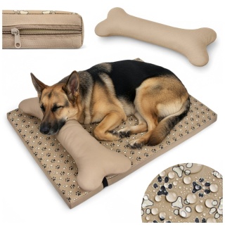 Wodoodporna Mata Legowisko Dla Psa Kota 100x70 cm + Podusyka Kođ beż łapki