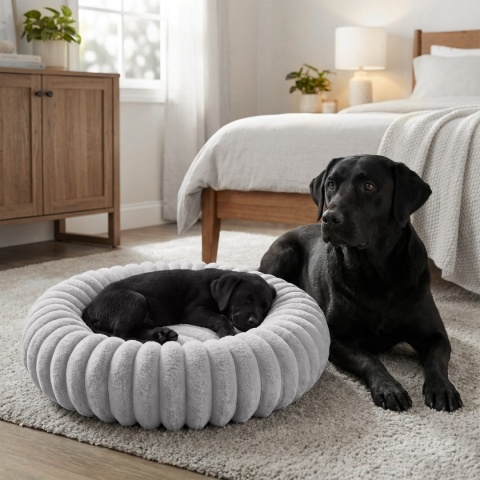 Legowisko dla kota i psa okrągłe miękkie DOGGURU Royal Lounge - 60 cm Jasny Szary