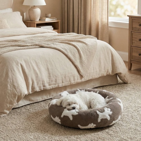 Legowisko dla kota i psa okrągłe miękkie DOGGURU Nala - 55 cm Pieski