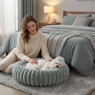 Legowisko dla kota i psa okrągłe miękkie DOGGURU Royal Lounge - 90 cm Szałwia