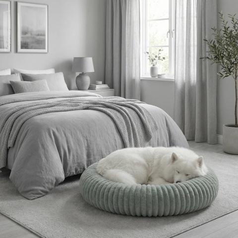 Legowisko dla kota i psa okrągłe miękkie DOGGURU Royal Lounge - 90 cm Szałwia