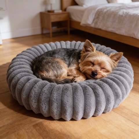 Legowisko dla kota i psa okrągłe miękkie DOGGURU Kira - 60 cm Szary