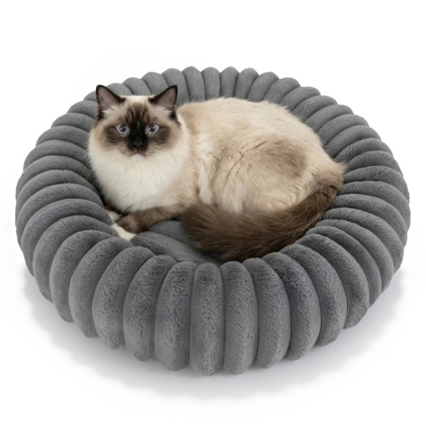 Legowisko dla kota i psa okrągłe miękkie DOGGURU Kira - 60 cm Szary