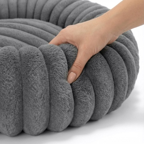 Legowisko dla kota i psa okrągłe miękkie DOGGURU Kira - 60 cm Szary