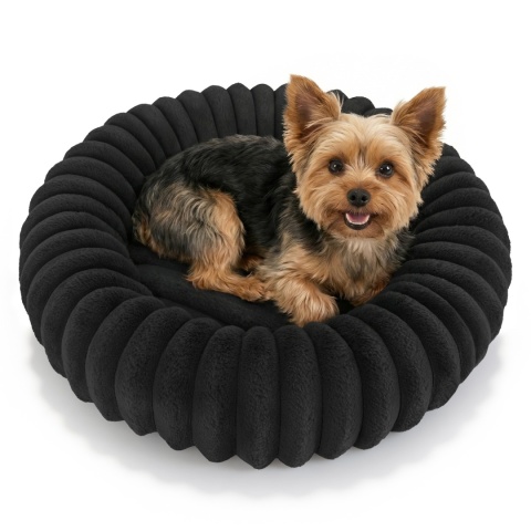 Legowisko dla kota i psa okrągłe miękkie DOGGURU Kira - 60 cm Czarny