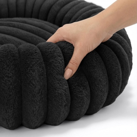 Legowisko dla kota i psa okrągłe miękkie DOGGURU Kira - 60 cm Czarny