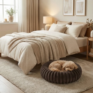 Legowisko dla kota i psa okrągłe miękkie DOGGURU Kira - 60 cm Brąz