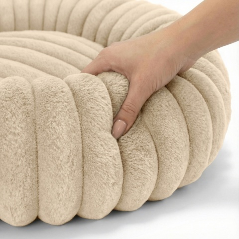 Legowisko dla kota i psa okrągłe miękkie DOGGURU Kira - 60 cm Beż