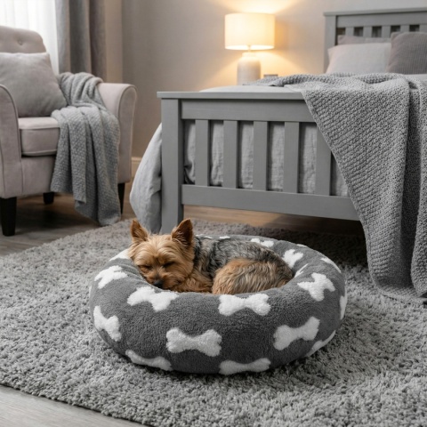 Legowisko dla kota i psa okrągłe miękkie DOGGURU Nala - 55 cm Kostki