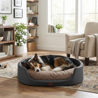 Legowisko dla psa wodoodporne Oxford DOGGURU 65X55 cm beż grafit