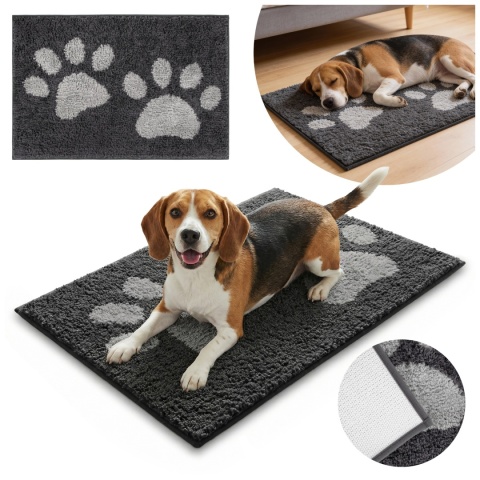 Mata dla psa i kota Soft shaggy Paw DOGGURU 45x70 cm Grafit