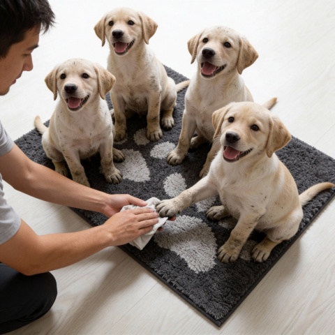 Mata dla psa i kota Soft shaggy Paw DOGGURU 45x70 cm Grafit