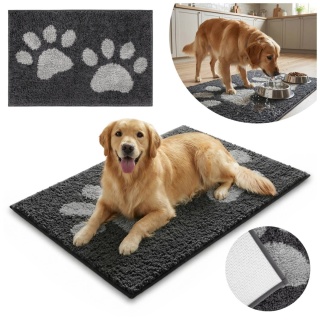Mata dla psa i kota Soft shaggy Paw DOGGURU 60x90 cm Grafit