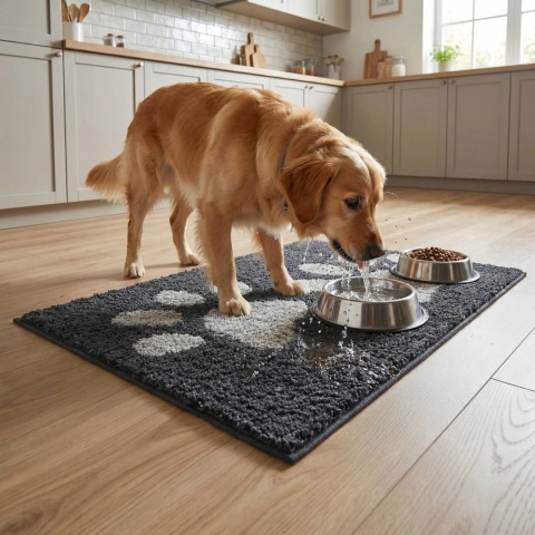 Mata dla psa i kota Soft shaggy Paw DOGGURU 60x90 cm Grafit