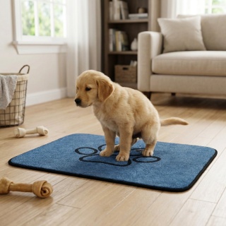 Mata dla psa kota miękkie DOGGURU Soft Shaggy Paw 45x70 cm niebieski