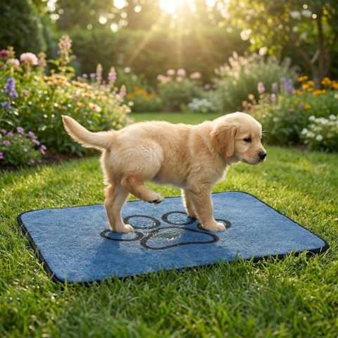 Mata dla psa kota miękkie DOGGURU Soft Shaggy Paw 45x70 cm niebieski