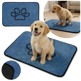 Mata dla psa kota miękkie DOGGURU Soft Shaggy Paw 45x70 cm niebieski