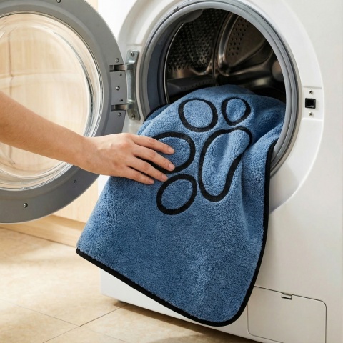 Mata dla psa kota miękkie DOGGURU Soft Shaggy Paw 60x90 cm niebieski