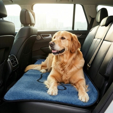 Mata dla psa kota miękkie DOGGURU Soft Shaggy Paw 60x90 cm niebieski