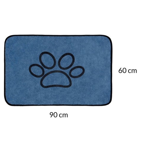 Mata dla psa kota miękkie DOGGURU Soft Shaggy Paw 60x90 cm niebieski