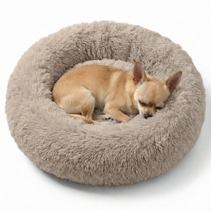 Okrągłe Włochate Legowisko Chmurka 40 cm Dla Psa i Kota - Beżowy