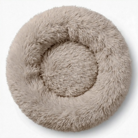 Okrągłe Włochate Legowisko Chmurka 40 cm Dla Psa i Kota - Beżowy