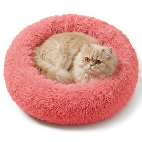 Okrągłe Włochate Legowisko Chmurka 40 cm Dla Psa i Kota - Różowy