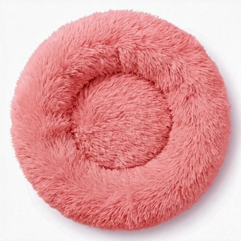Okrągłe Włochate Legowisko Chmurka 40 cm Dla Psa i Kota - Różowy