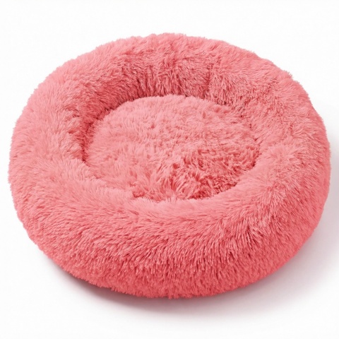 Okrągłe Włochate Legowisko Chmurka 60 cm Dla Psa i Kota - Różowe