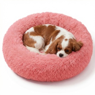 Okrągłe Włochate Legowisko Chmurka 60 cm Dla Psa i Kota - Różowe