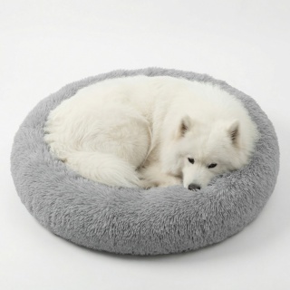 Okrągłe Włochate Legowisko Chmurka 90 cm Dla Psa i Kota - Szary