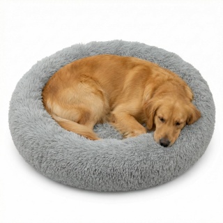 Okrągłe Włochate Legowisko Chmurka CANIS XXL 110 cm Dla Psa i Kota - Szary