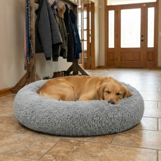 Okrągłe Włochate Legowisko Chmurka CANIS XXL 110 cm Dla Psa i Kota - Szary