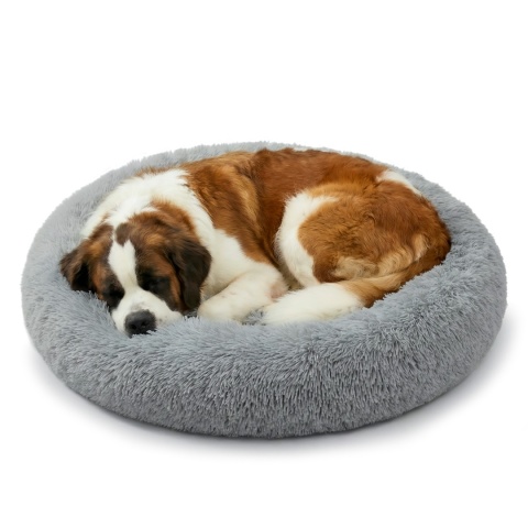 Okrągłe Włochate Legowisko Chmurka CANIS XXL 110 cm Dla Psa i Kota - Szary