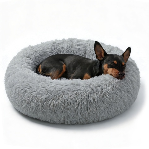 Okrągłe Włochate Legowisko Chmurka CANIS M 60 cm Dla Psa i Kota - Beż