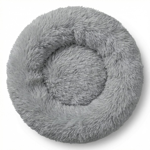 Okrągłe Włochate Legowisko Chmurka CANIS M 60 cm Dla Psa i Kota - Beż