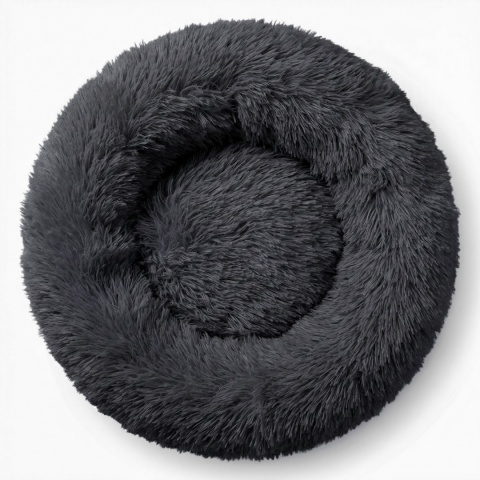 Okrągłe Włochate Legowisko Chmurka CANIS M 60 cm Dla Psa i Kota - Grafit
