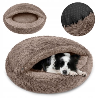 Okrągłe legowisko Śpiwór Dla Psa Włochate Bezpieczne Antystresowe 80 cm