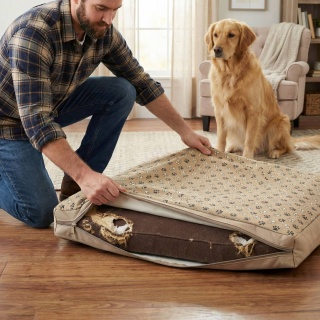 Pokrowiec dla Psa Astro DOGGURU 100X70 Beż Łapki