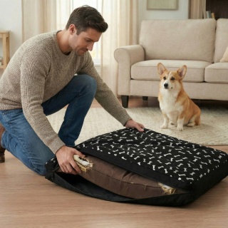 Pokrowiec dla Psa KOSTKI DOGGURU 70X50 Czarny