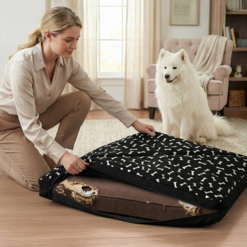 Pokrowiec dla Psa KOSTKI DOGGURU 120X70 Czarny