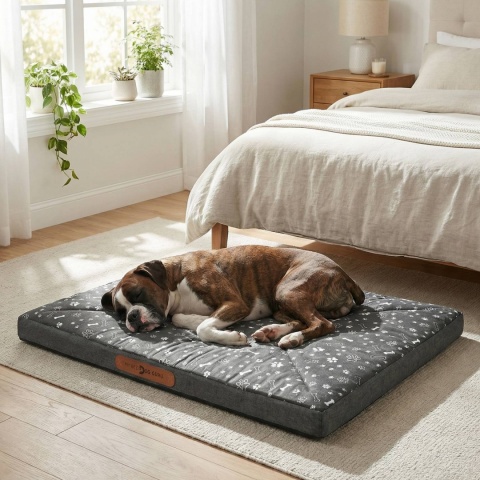 Pokrowiec dla Psa KOSTKI ŁAPKI DOGGURU 100X70 Szary