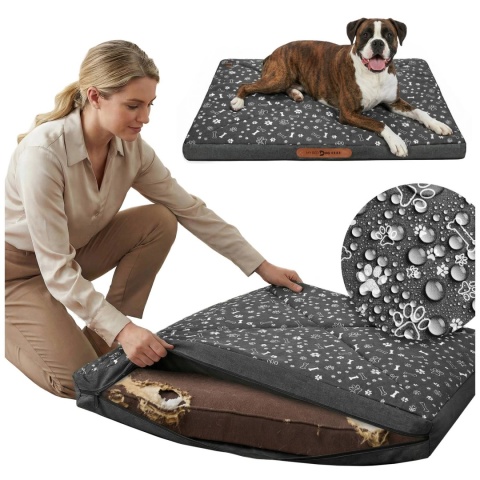 Pokrowiec dla Psa KOSTKI ŁAPKI DOGGURU 100X70 Szary