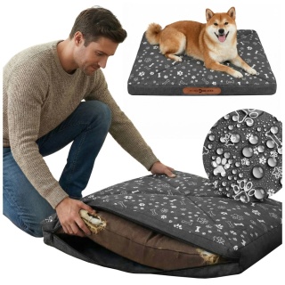 Pokrowiec dla Psa KOSTKI ŁAPKI DOGGURU 70X50 Szary